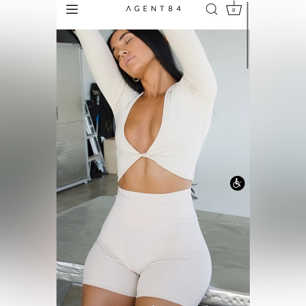 Agent 84 Laguna Crop top & Buttersoft midi Girlfriend Biker short set Xs/s NWOT